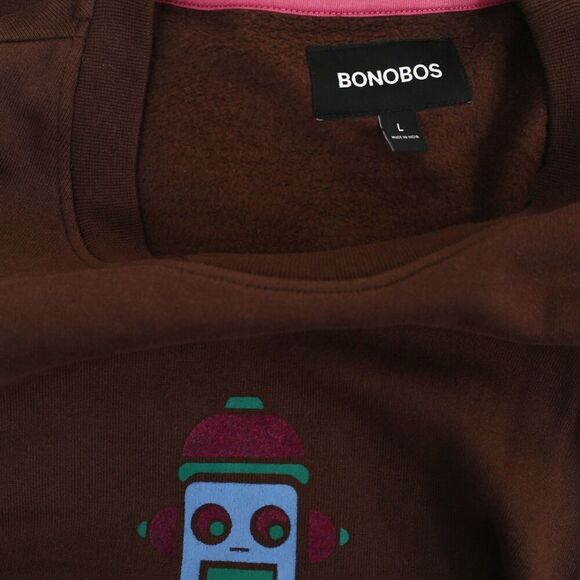 BONOBOS Critter Supersoft Fleece Crew Sweater Embroidered Long Sleeve L 283311 - Picture 6 of 6